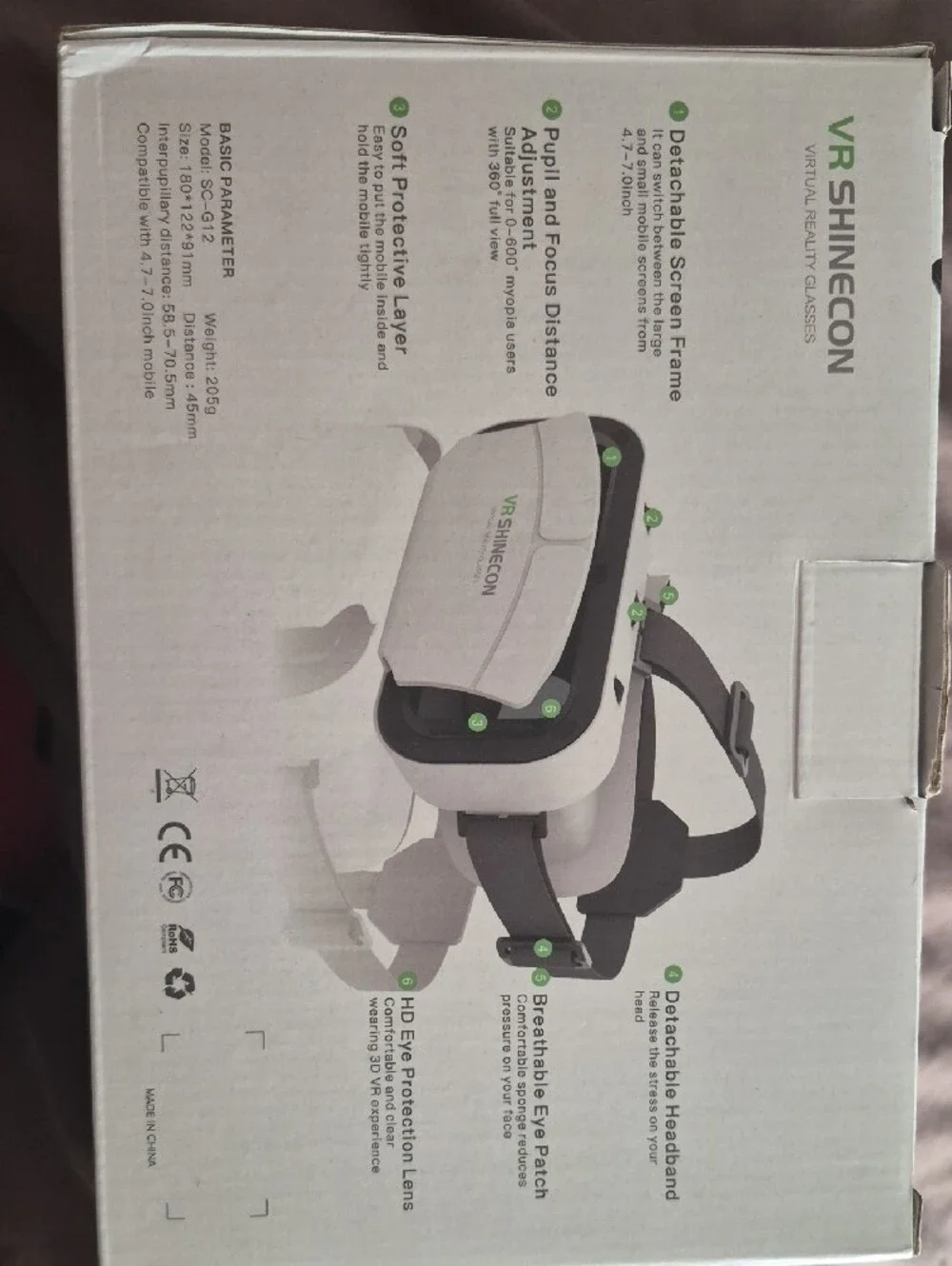 White VR Headset - SC-G12 Virtual Reality Glasses